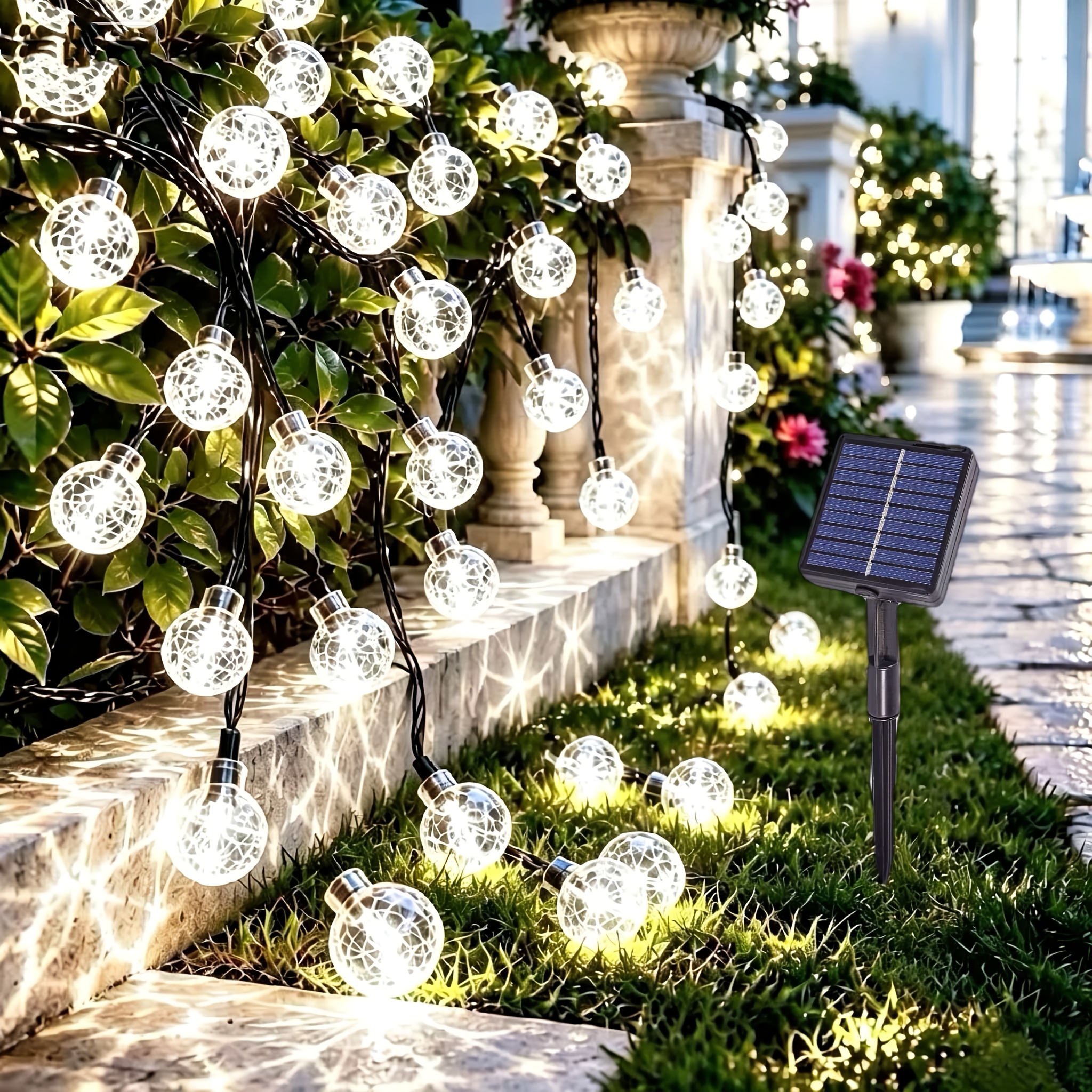 item picture 1pc solar garden light bubble ball string light solar powered solar string light led outdoor tent camping decoration outdoor courtyard trees flowers and plants decoration new year and valentines day atmosphere decoration party birthdayip54