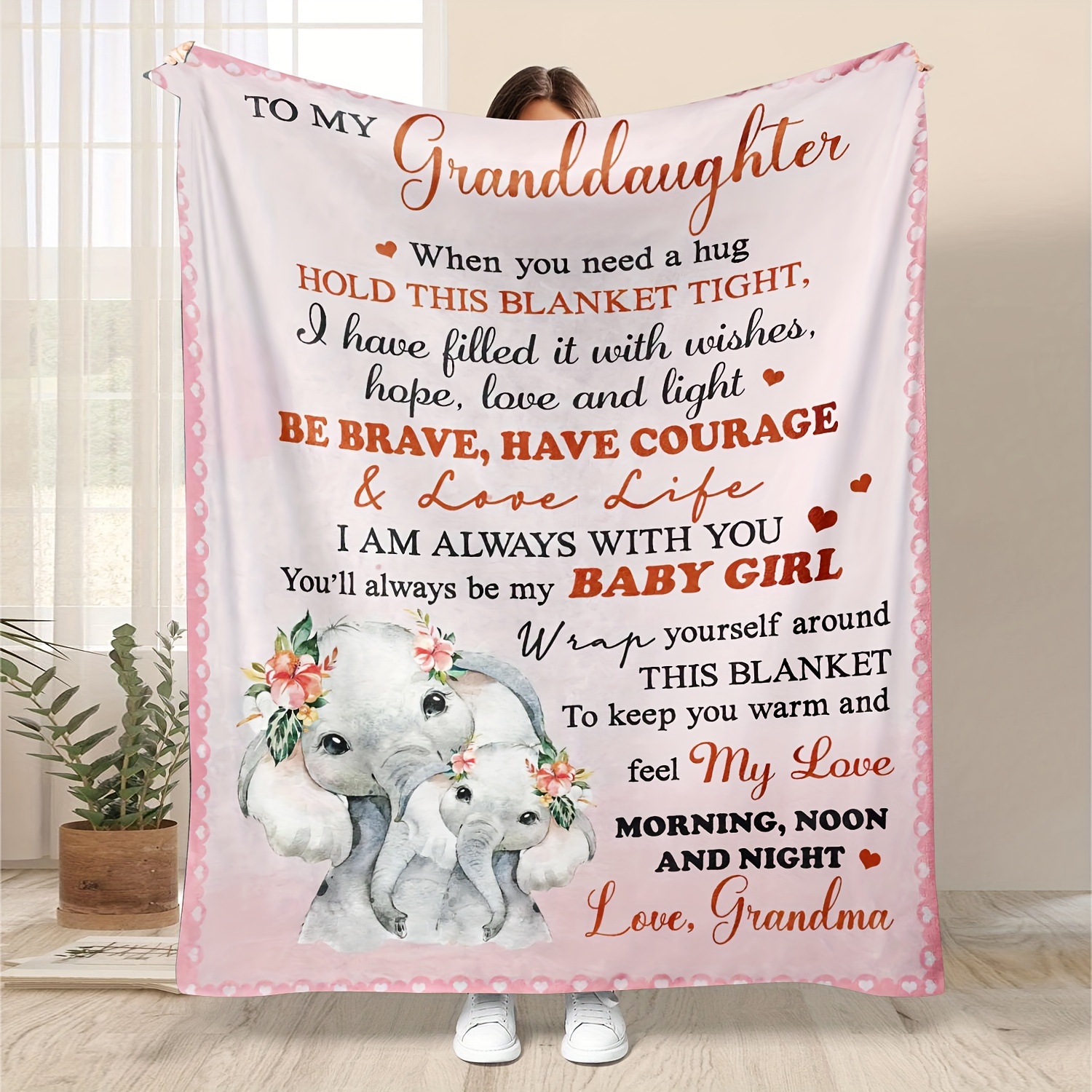 

1pc Gifts Blanket From Grandma To Granddaughter Letter Pattern Blanket Soft Flannel Sofa Blanket Warm Cozy Nap Throw Blanket For Bed Sofa Couch