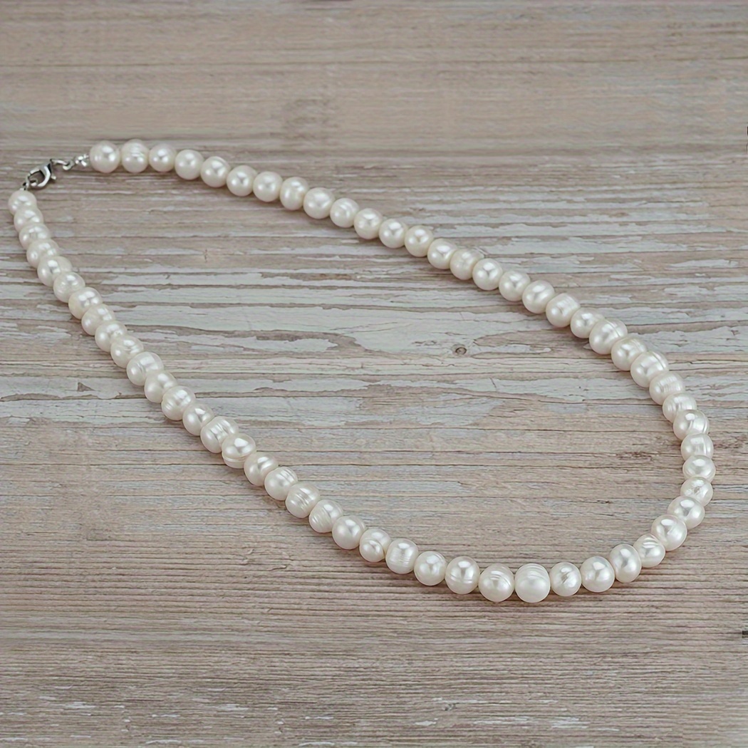 

Pearl Necklace Ivory Freshwater Pearl Necklace White Pearl Necklace Men's Pearl Necklace 8mm