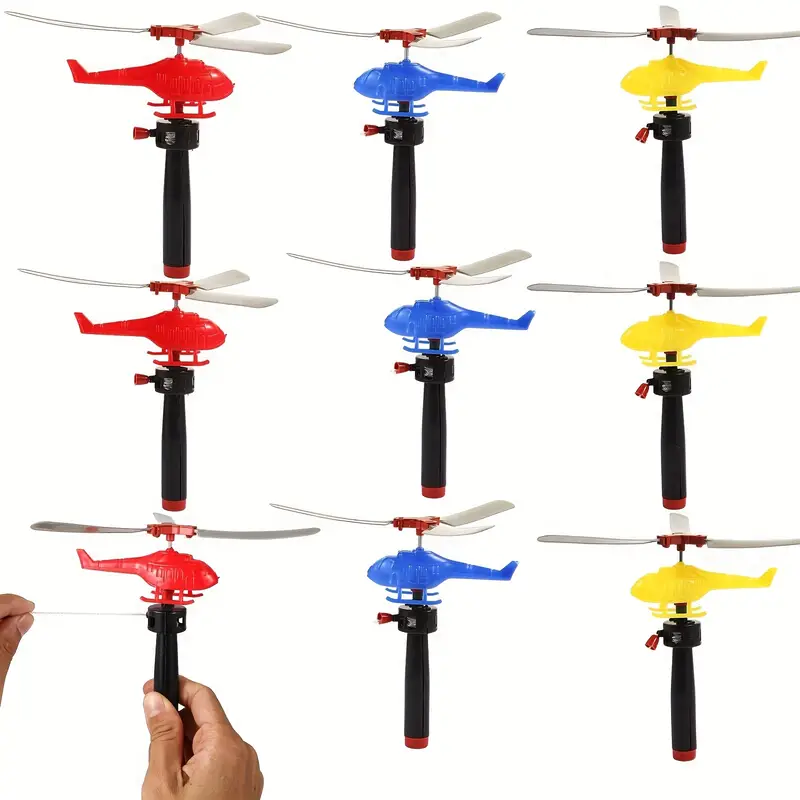 10pcs multicolor pull string helicopter toys durable plastic rotating propeller helicopters with elastic strings for outdoor flying kids party favors classroom prizes for boys girls toy helicopters simple helicopter design easy flyable design childrens gifts school rewards details 1