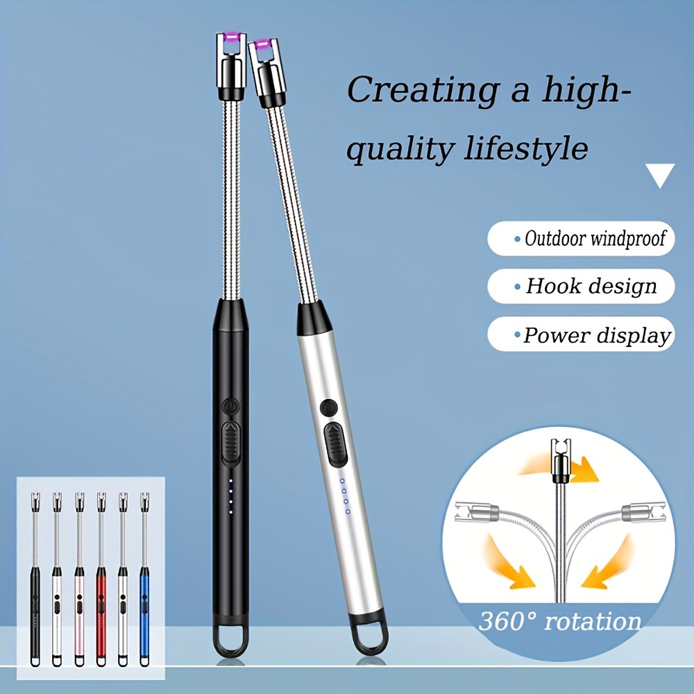 5-Pack FlexiSpark USB Rechargeable Electric Lighter, Windproof Flameless Torch with 360° Rotatable Neck, Zinc Alloy, Built-in Lithium Battery, Ideal for Kitchen, Candles, Aromatherapy - Perfect for Halloween & Christmas