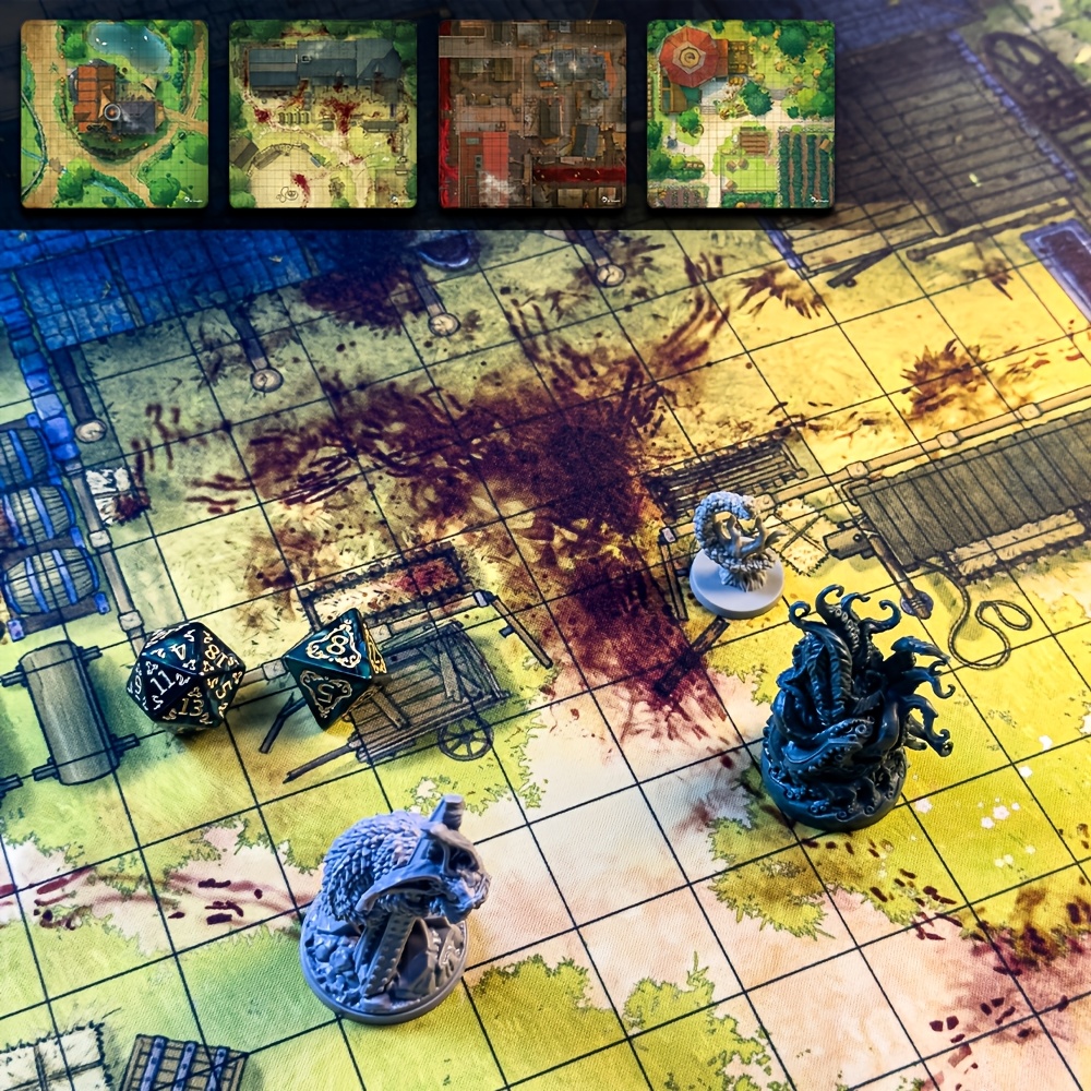 DND Village Terrain Mat, Printed Rubber Battle Mat