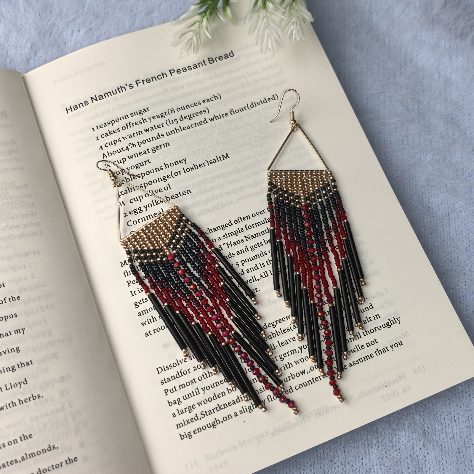 TEMU Boucles d'oreilles bohèmes perlées tissées à , style vintage, ambiance ethnique gothique, design à clous, motif géométrique dégradé à pompons