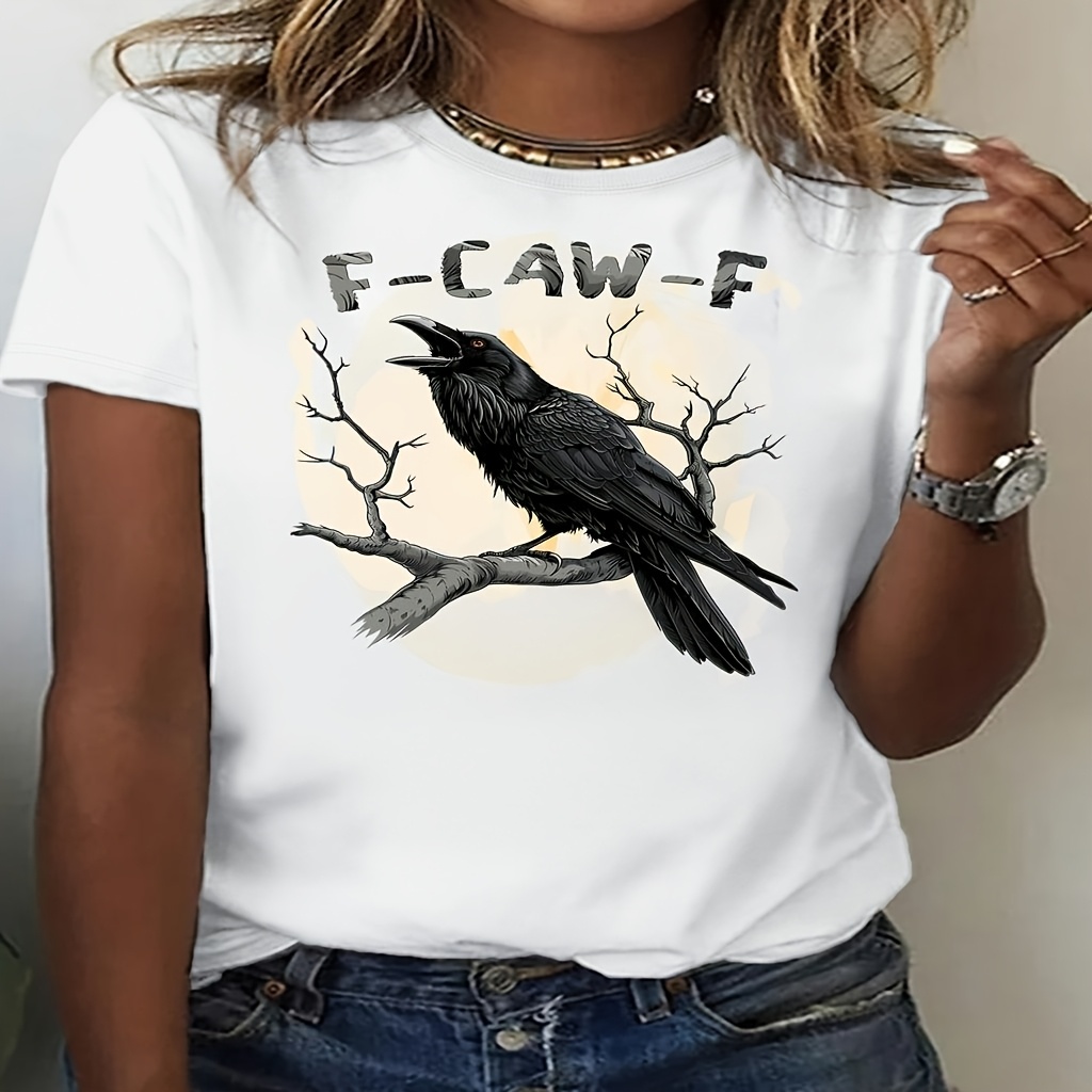 

[minimalist] Women's Fcawf Graphic T-shirt - Soft & Breathable, Casual Crew Neck With Stylish Print, Casual Attire, Casual Wear|edgy Graphic Tee|medium