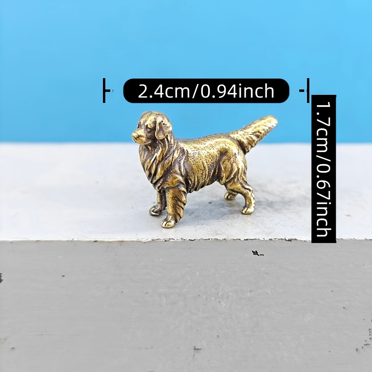 TEMU Brass Vintage Rustic Miniature Simulated Golden Retriever French Bulldog Pei Pet Model Bonsai Aquarium Sand Table Micro Landscape Decoration