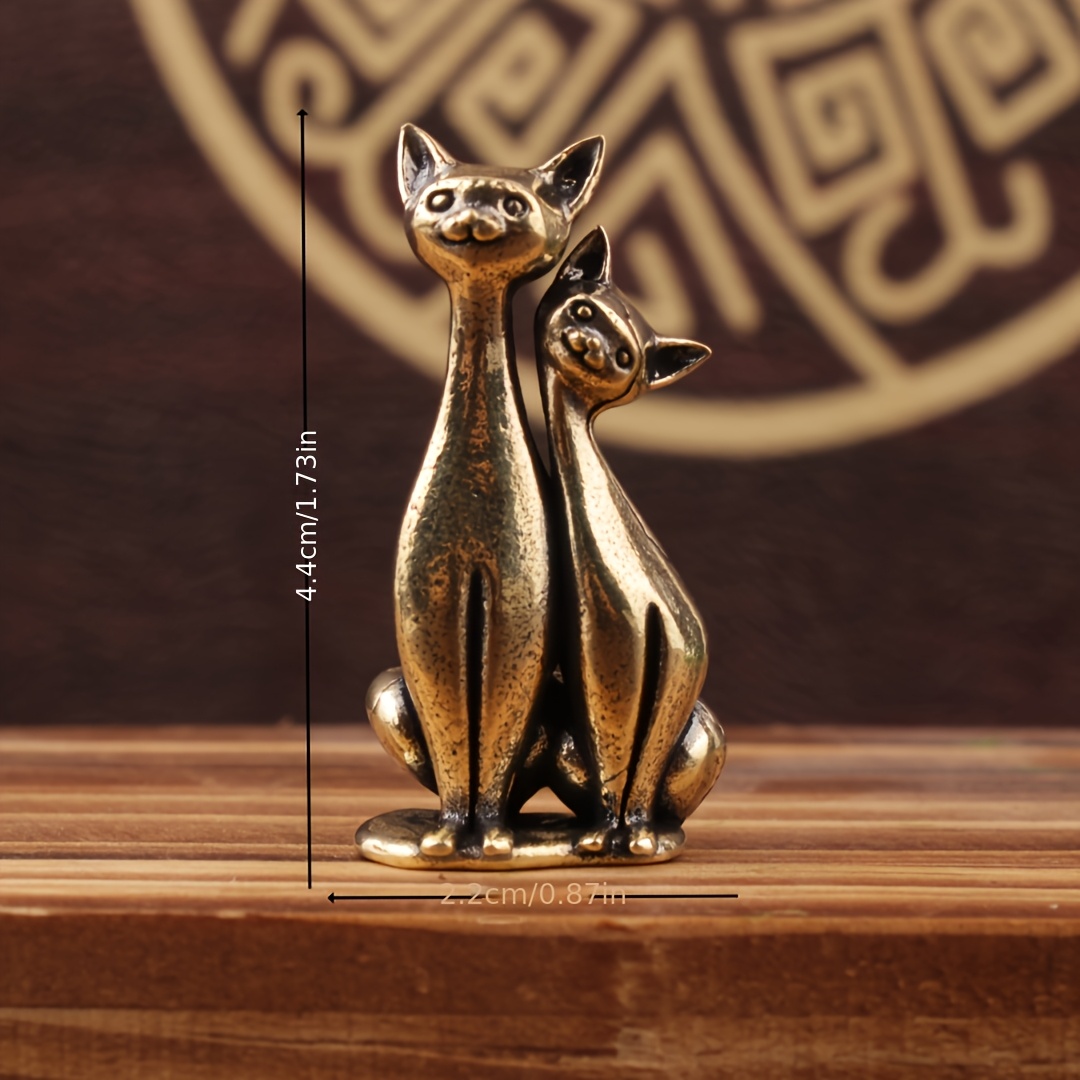 TEMU Figurine de Chat Couple Anime Vintage - Petite Statue pour Décoration de Bureau à Domicile ou au Travail, Ornement de Table Rétro, Cadeau de