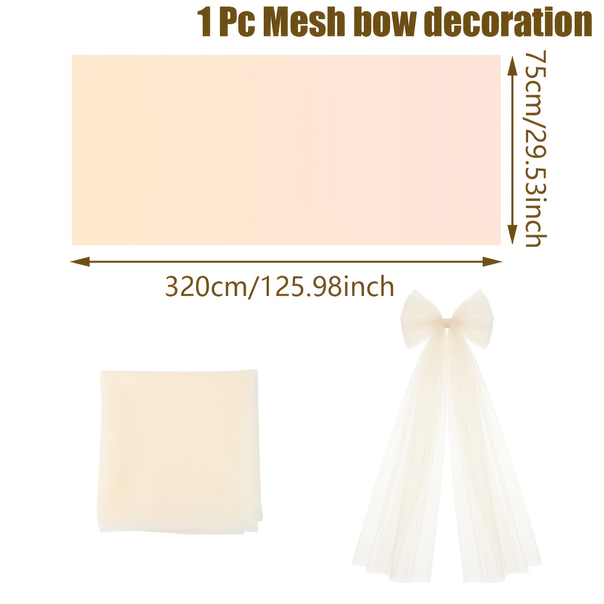 TEMU 1 pz Tessuto in garza color , tessuto a rete beige , utilizzabile per grandi fiocchi per albero di Natale, e altre decorazioni, runner da per