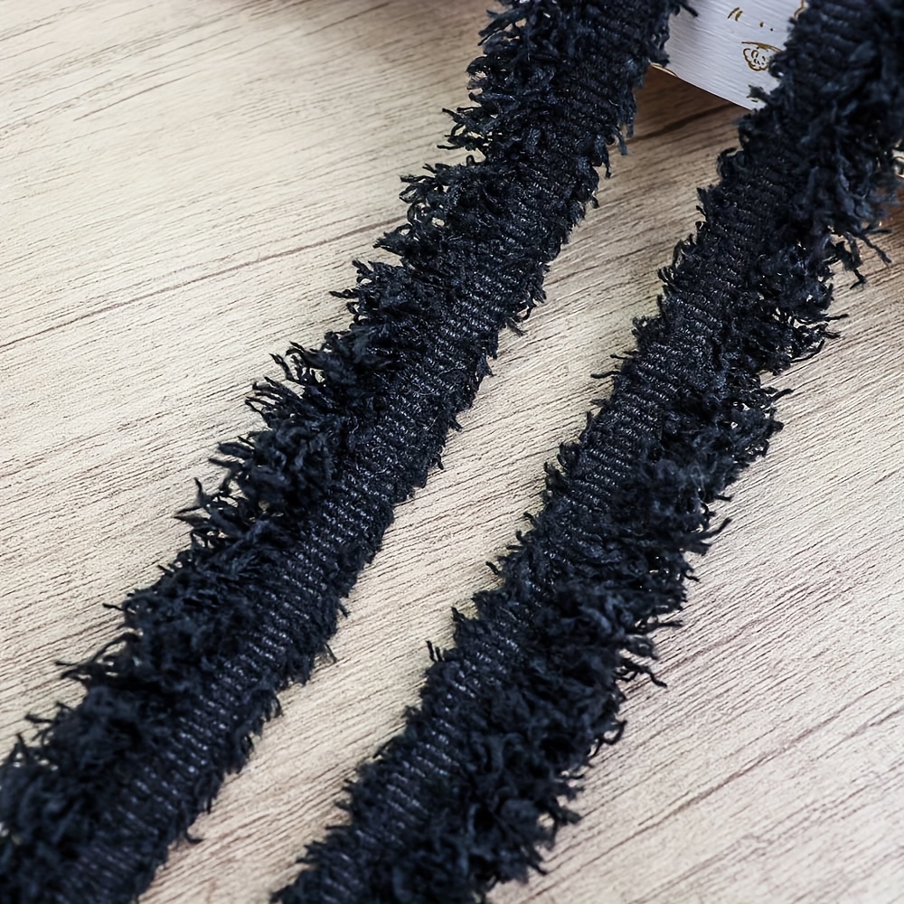 TEMU 1 Roll (2 Meters) Plush Fringe Tassel Trim - Soft Fluffy Edge With Single-side Tassels Suitable For Diy Sewing Crafts, Curtain,, Sofa Edging -