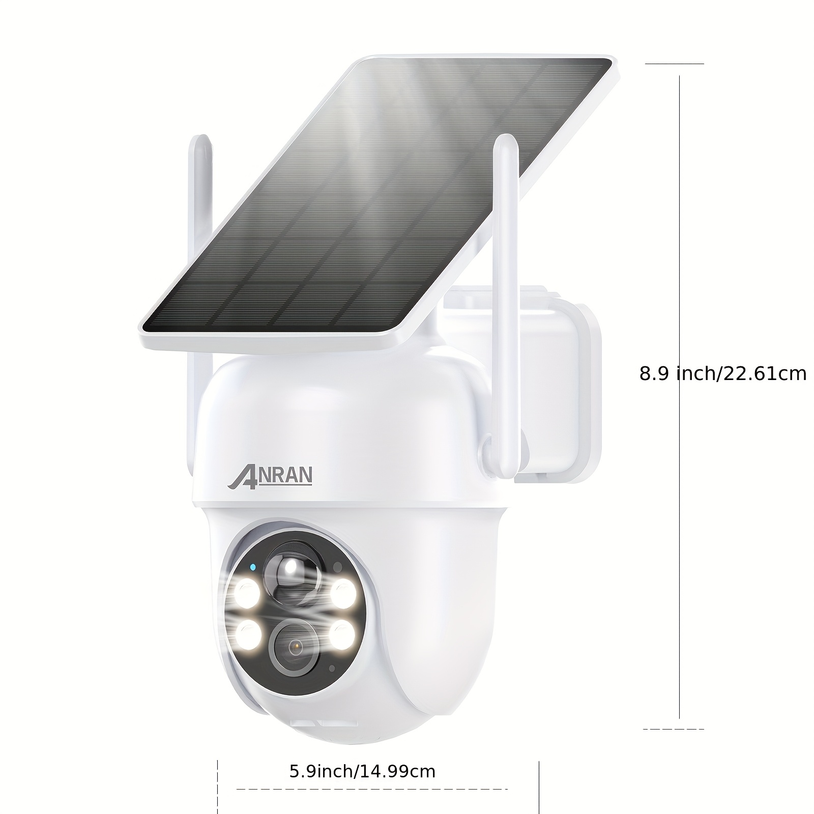 Caméra de Sécurité Extérieure Solaire Anran Q04 3MP avec Vision Nocturne en Couleur, Audio Bidirectionnel, Alertes de Mouvement, Rotation à 355° et Inclinaison à 90°, Accès pour 5 Utilisateurs, Haute Qualité, Wi-Fi, Panneau Solaire Amovible pour Cour/Harmonie/Entrepôt (1 pc) - Surveillante de Cour | Conception Robuste | Support Métallique