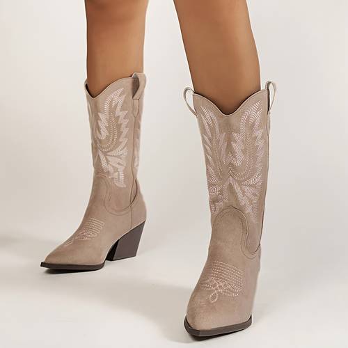 fashion trendy chunky heel womens knee high boots elegant solid color long boots must have stylish window display high end womens knee high boots