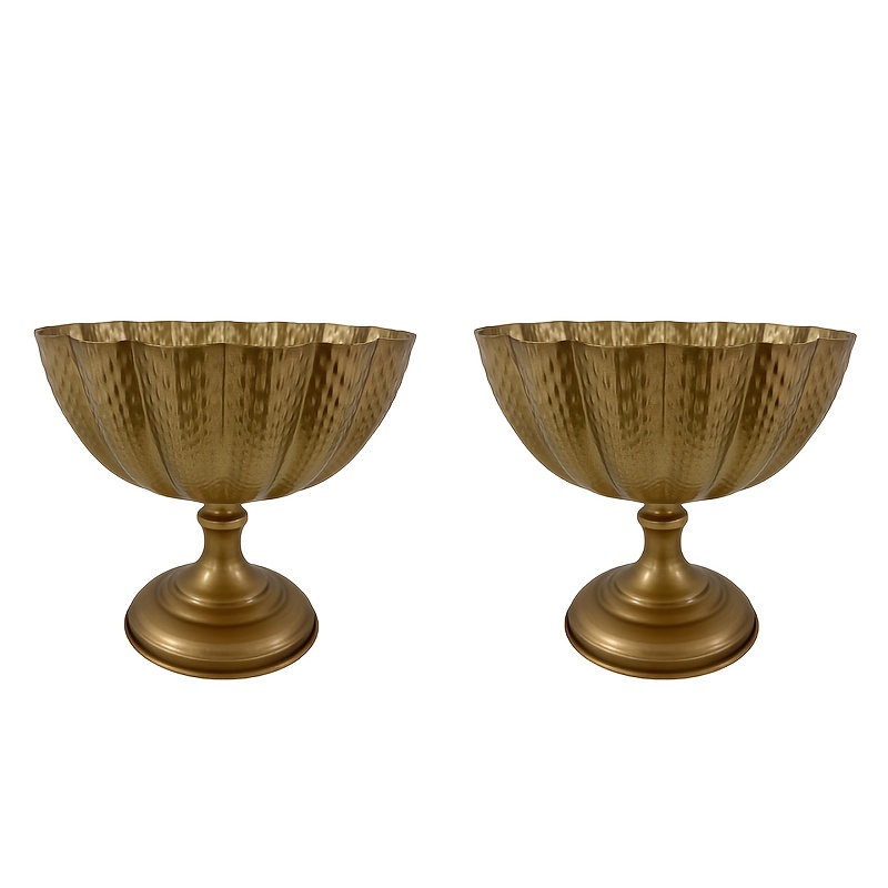TEMU 2pcs Distressed Metal Compote Bowl Vases, Ideal For Wedding Banquet Centerpieces And Home Tabletop Decor