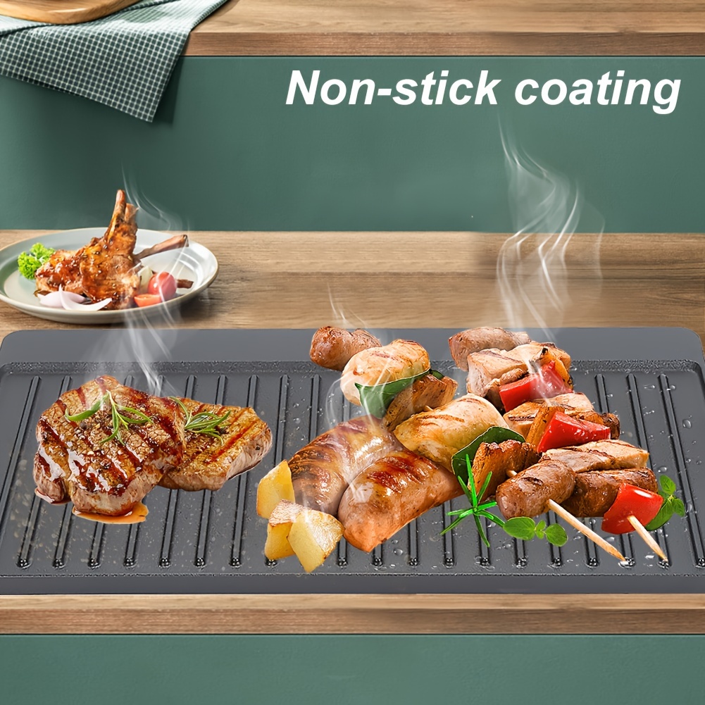 

Non-stick Cast Iron Grill Griddle Pan Ridged And Flat Double Sided Baking Cooking Tray Bakeware