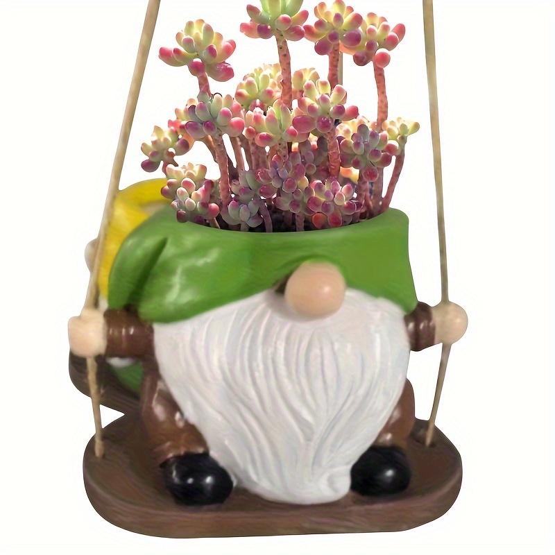 

Classic Gnome Hanging Planters: Resin, Multi-component, Irregular Shape, Painted Finish, Suitable For Indoor And Outdoor Use, Perfect For Succulent Plants