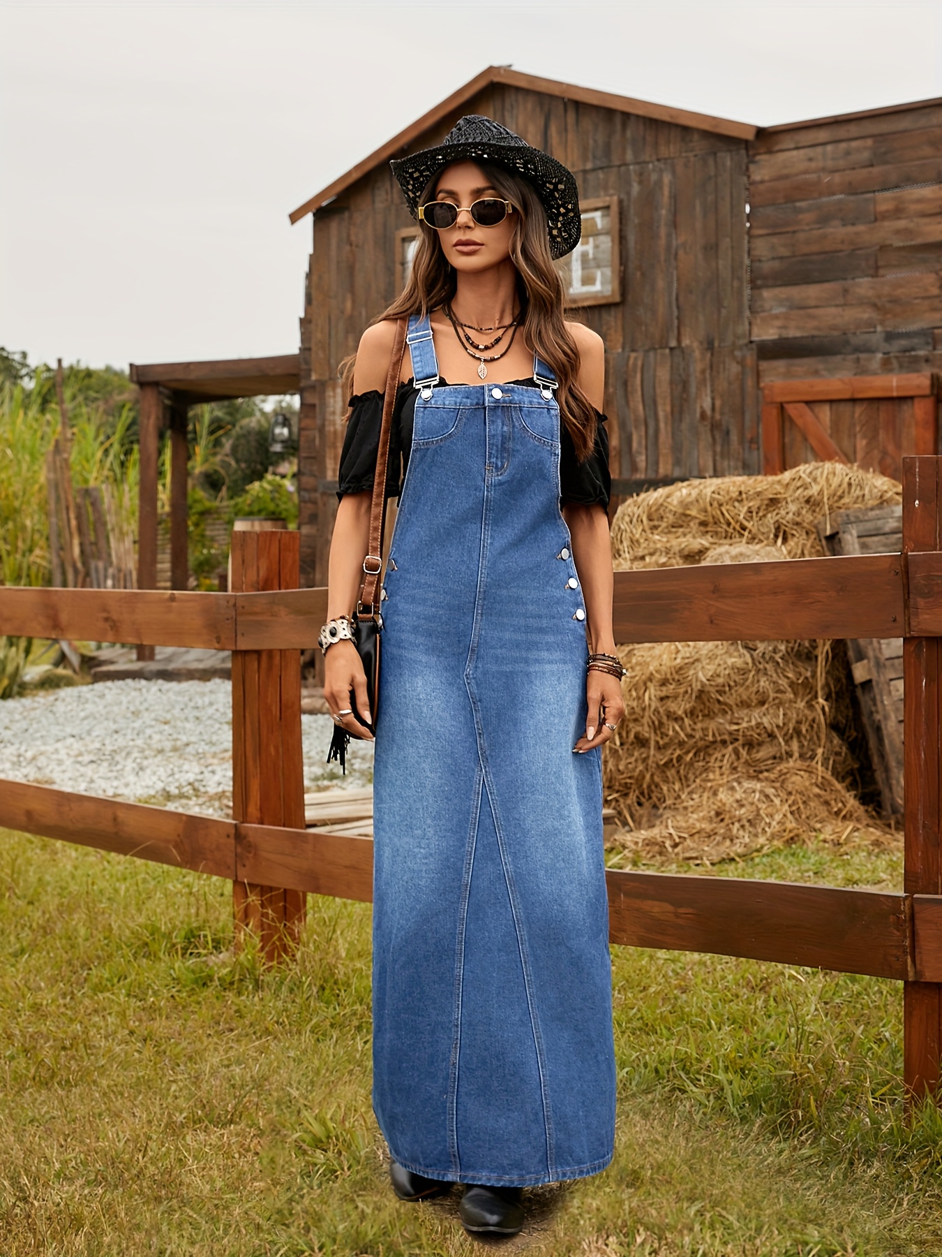 Women'S Denim Overall Dress womens denim overall dress loose comfortable versatile - Temu United Arab  Emirates