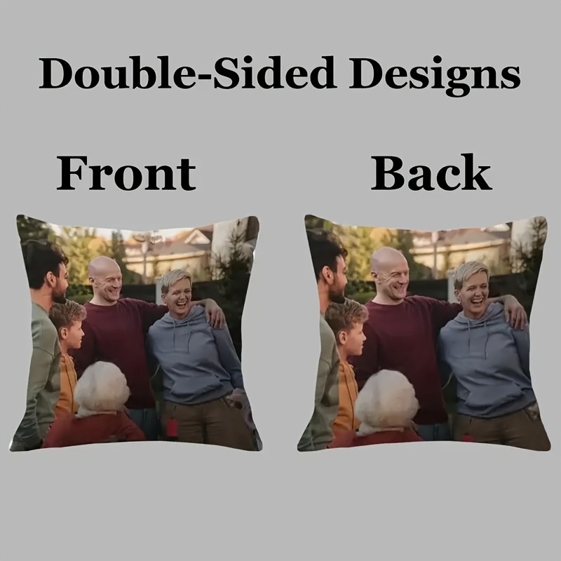 1pc photo pillowcase double sided printed 18x18 inch reversible short plush decorative cushion cover with zipper closure machine washable for living room bedroom decor without   pillow bedroom accessories zipper Product details 1
