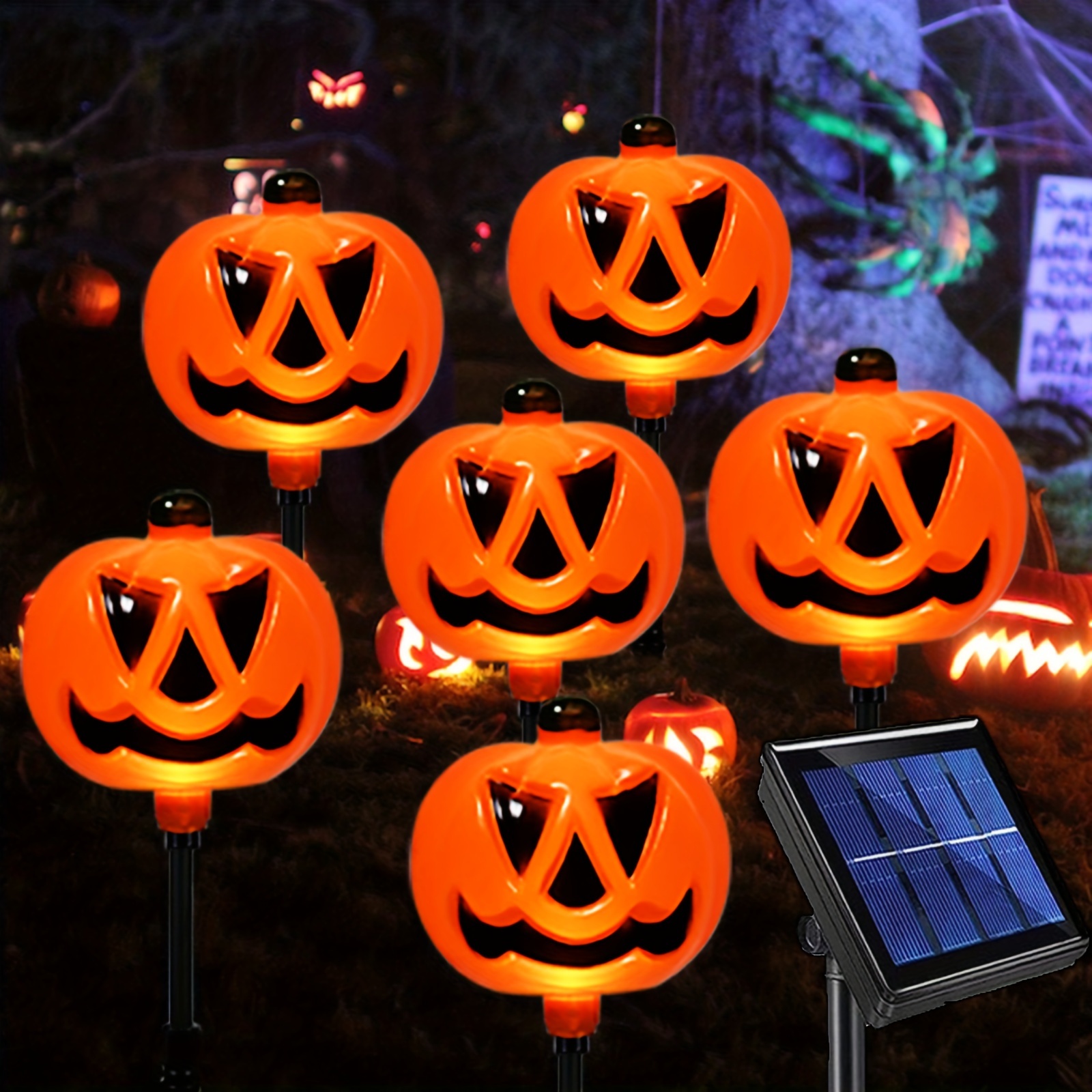 

Upgraded 6-pack Solar Pumpkin Garden Stake Lights For Decorations, Solar Yard Stake Outdoor Waterproof Lighted Pumpkin Lights For Garden Patio Yard pathway Grave