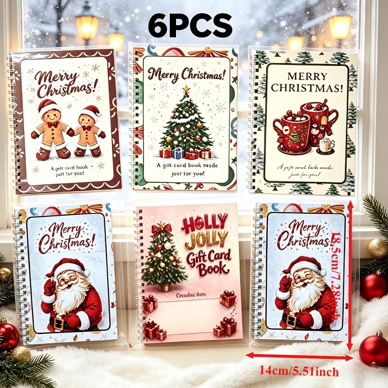 TEMU 6pcs Christmas Gift Card Books, Spiral-bound Gift Card Storage Books, The Gift Card, And Give Christmas Creative Surprise Gifts To Relatives, ,