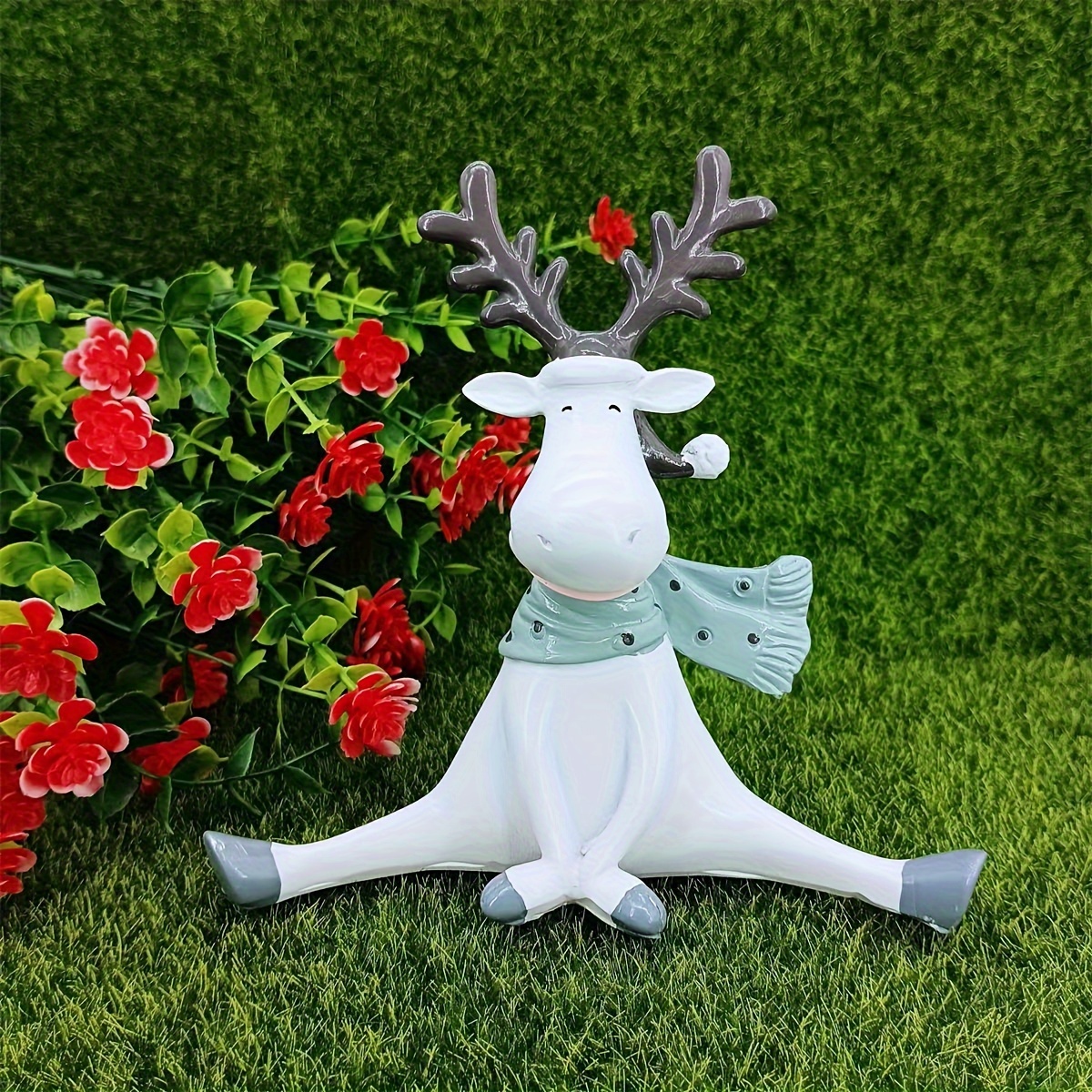 

Resin Reindeer Figurine, Cartoon Splitting Moose, Creative Home Decor Accent, Adorable Cartoon Elk Stretching Ornament