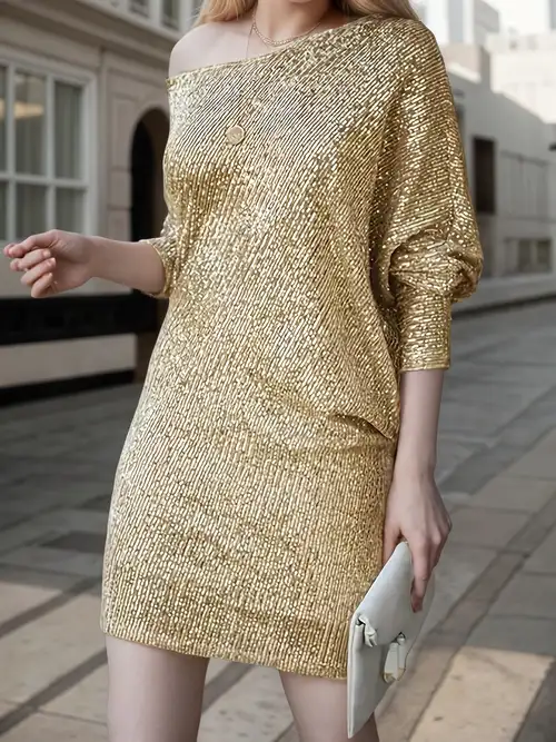 gold sequin dress with black collar Mac Duggal Sequin Column Gown With Faille Bow
