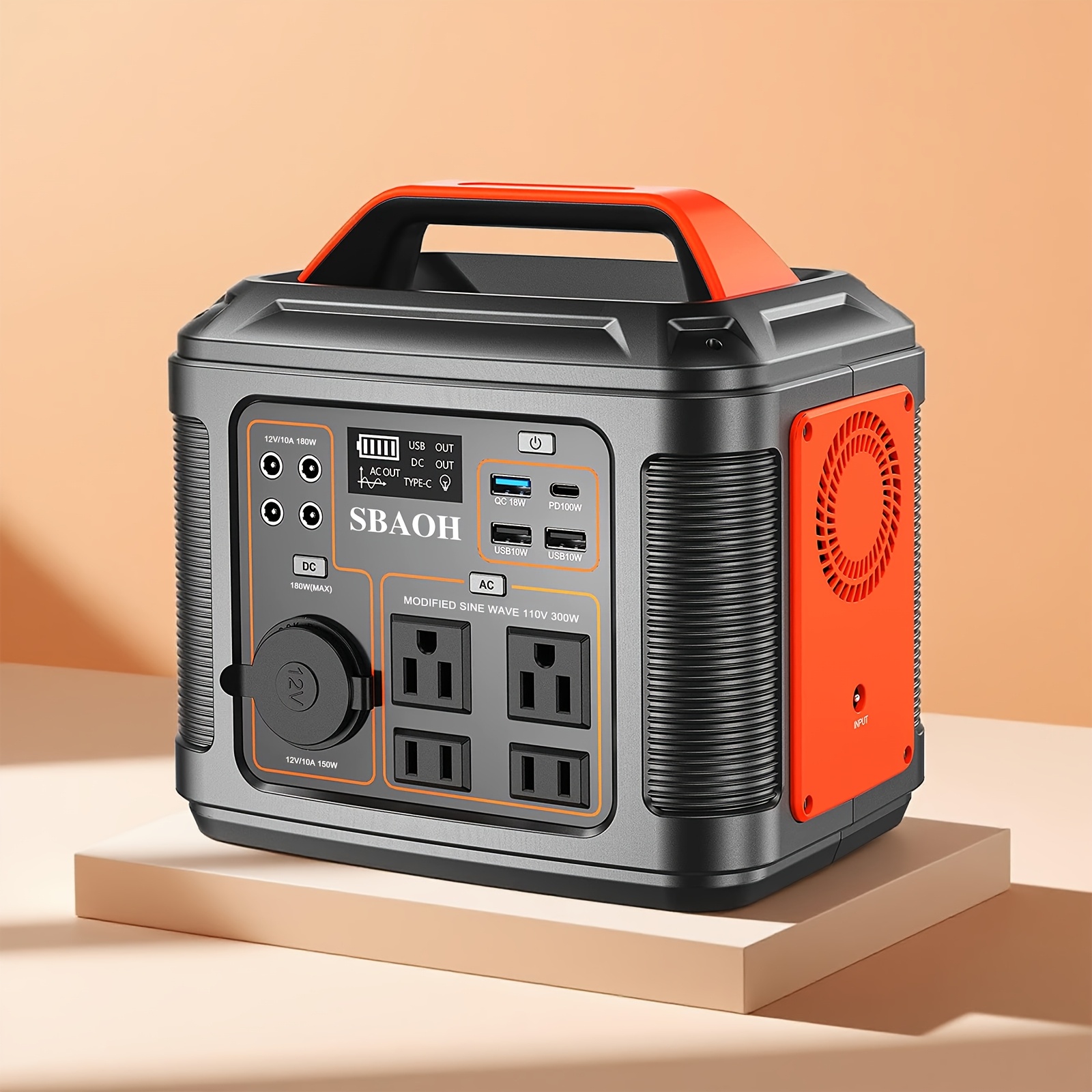 TEMU Batterie Externe Portable 300W à Charge Rapide, 80000mAh Grande Capacité, Équipée d'une Lampe LED, Idéale pour Activités de , Voyages, Pannes de