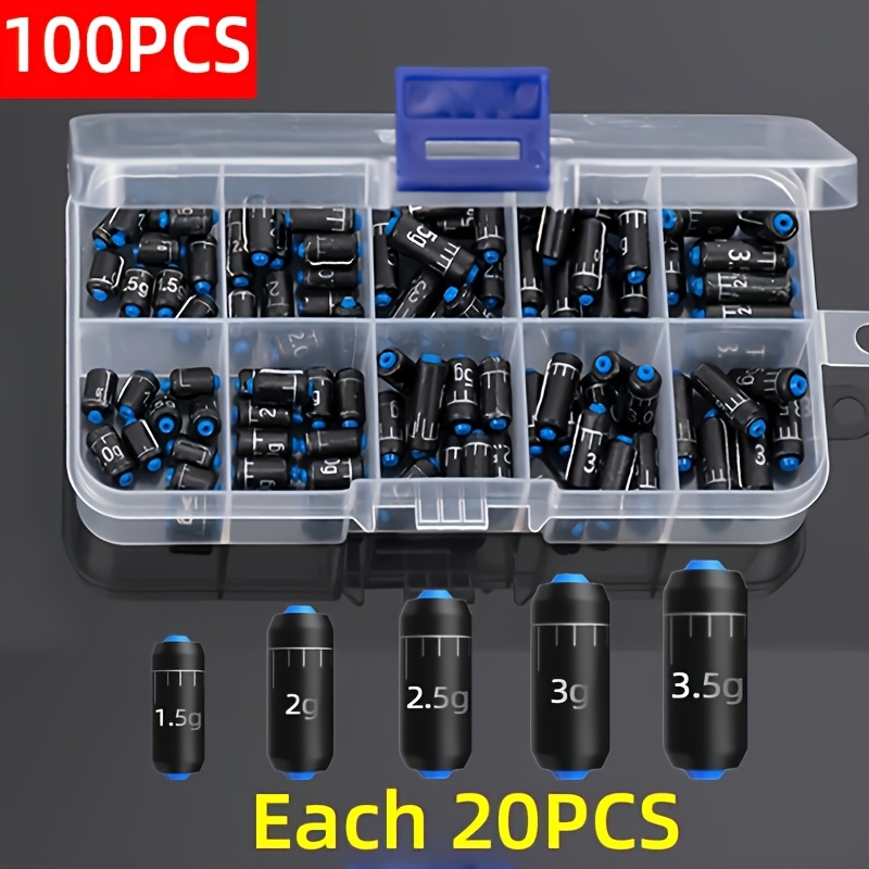 100pcs Lead Sinkers For Fishing - Assorted Weights (1.5g-3.5g), Ideal For Freshwater & Saltwater Angling