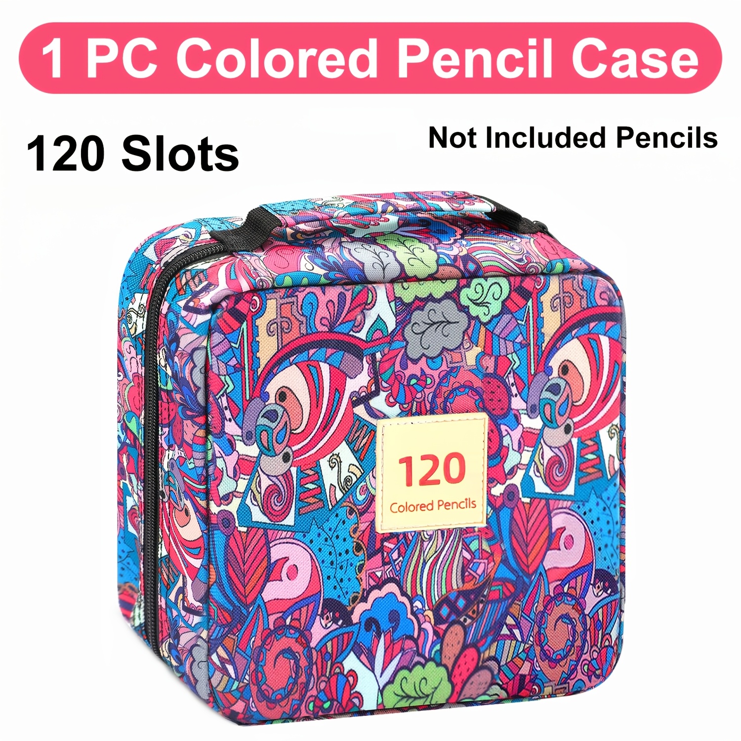 TEMU Trousse à crayons de couleur 120 fentes, 1 pièce, organisateur multicouche de grande capacité avec fermeture à glissière, sac de rangement