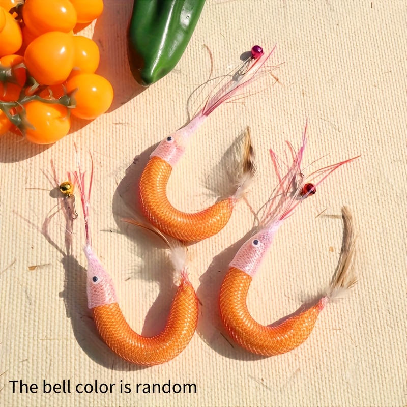 2pcs Cat Teeth Cleaning Shrimp Chew Toys - Plastic, Pet Self-Heeling Audible Toys, Random Color Bells, Rich Scent, Cat Teaser Replacement Heads, All Breed Sizes, No Batteries Required, Cat Teeth Cleaning Toys, Vibrant Feathers, Durable Toys