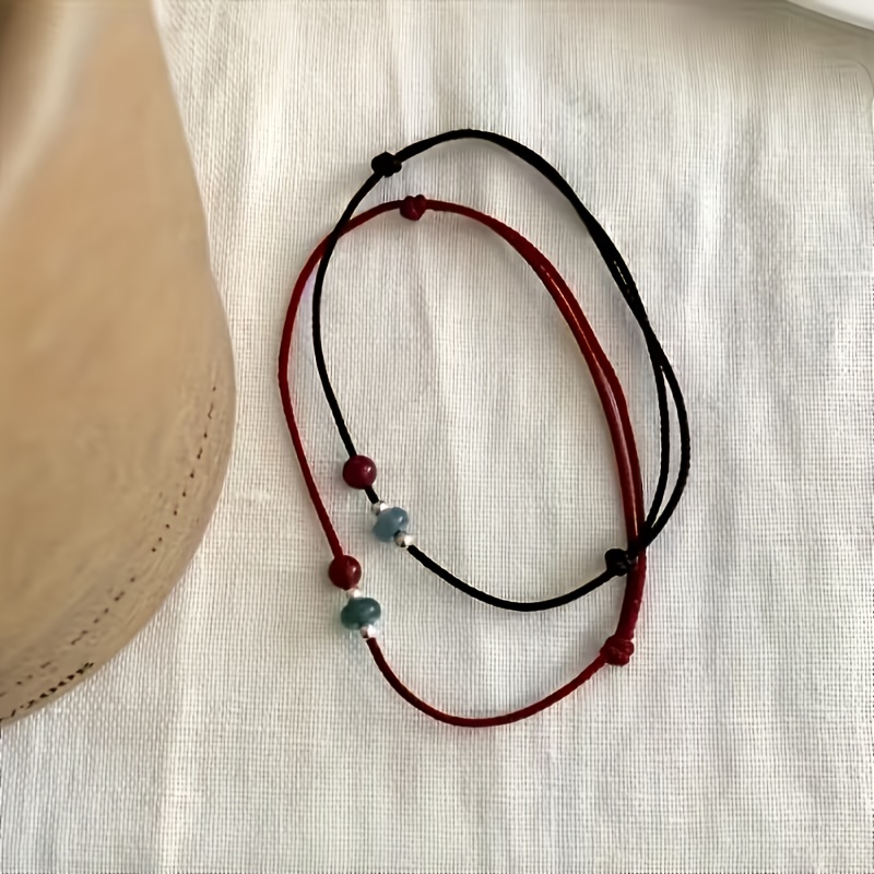 TEMU Ensemble de 2 bracelets de style bohème ajustables pour couples - des perles en naturelle et des accents plaqués or 14 carats, parfaits pour la