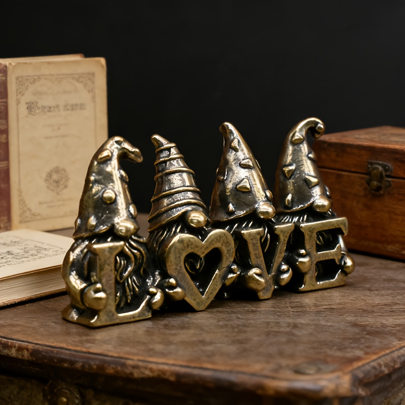 E-shop Sammelfiguren, Vintage Messing LIEBE Zwergfigur - L+O+V+E Buchstaben-Liebesstatue mit separaten Charakteren, Romantisches Geschenk für