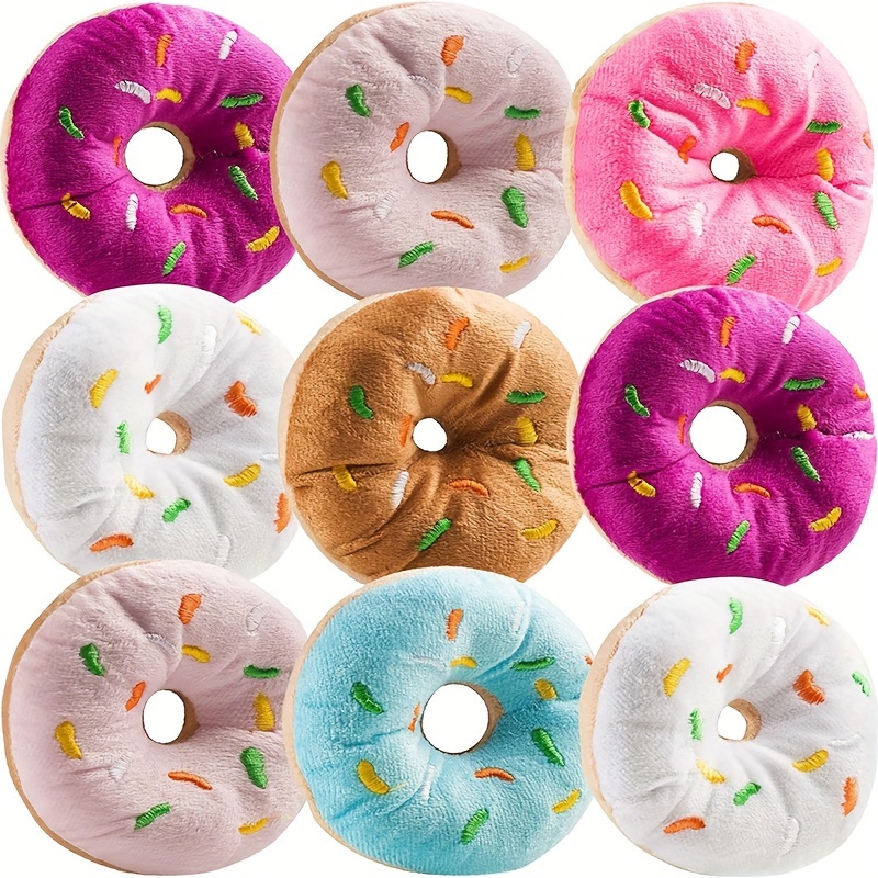 

3-piece Plush Donut Pillow Toys - Perfect For Kids' Birthday Parties & Stocking Stuffers, Soft Nylon Material, Ages 3-6