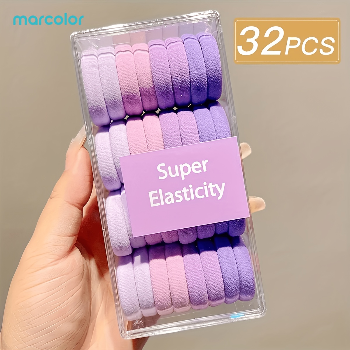 32pcs Soft Gradient Hair Tie Set with Clear Storage Case