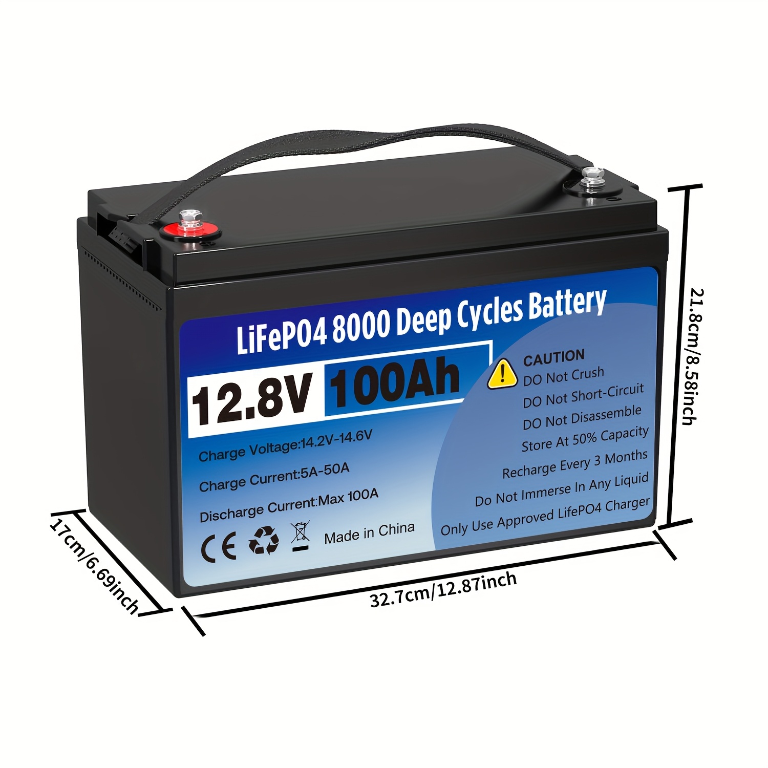 12 8v 100ah lifepo4 battery 100a bms max 1280wh - Temu