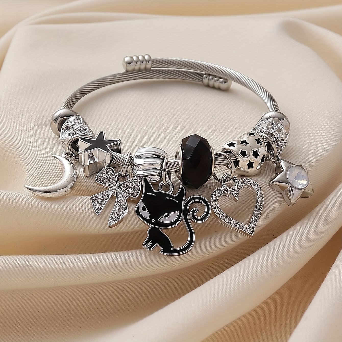 elegant cute moon charm bracelet bow Temu