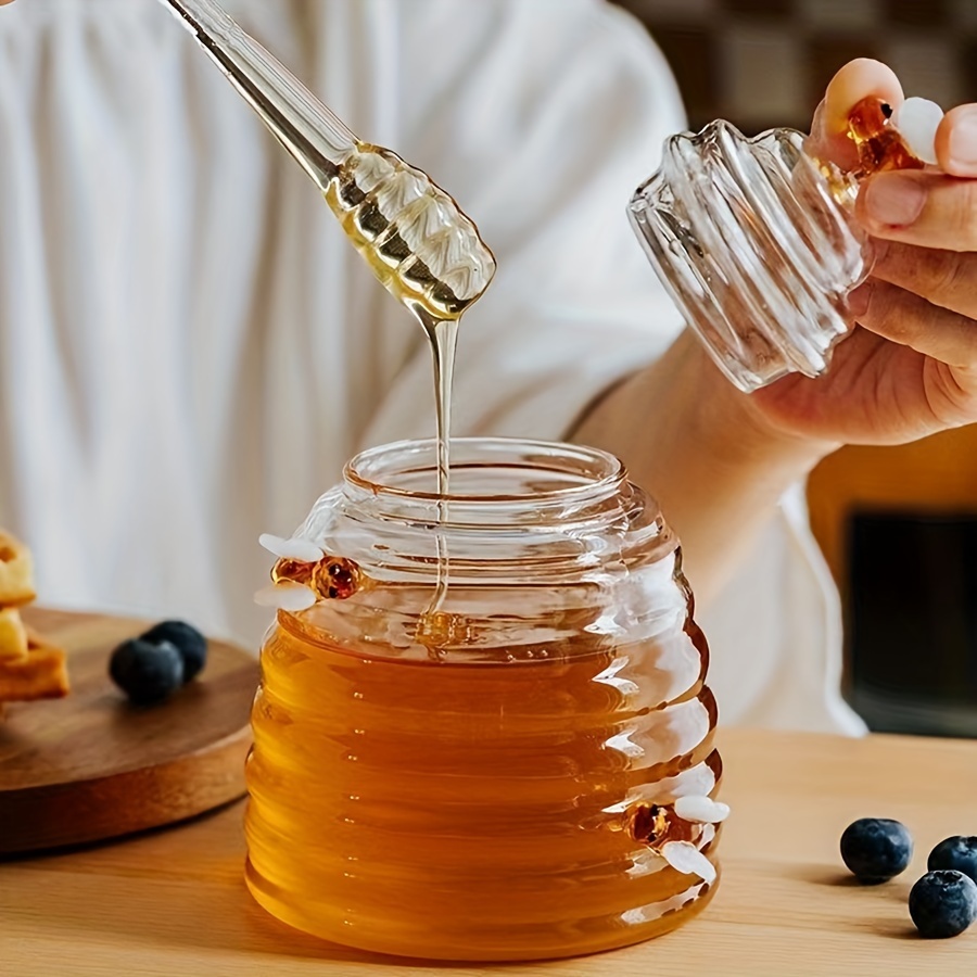 glass honey jar lid transparent high borosilicate - Temu