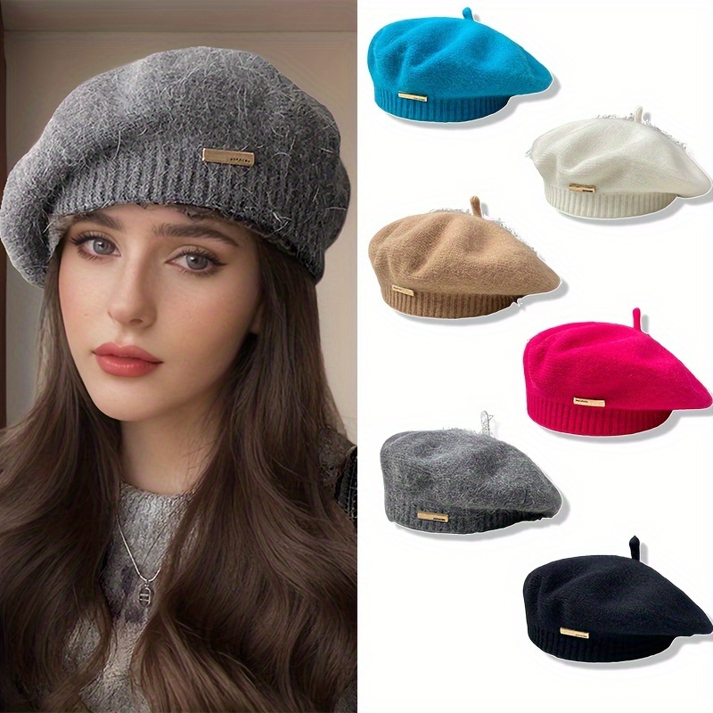 

Women' British Style Beret - Plush Warm Knit Painter Cap For Autumn/winter, Ideal For Outdoor Activities & Christmas Gift