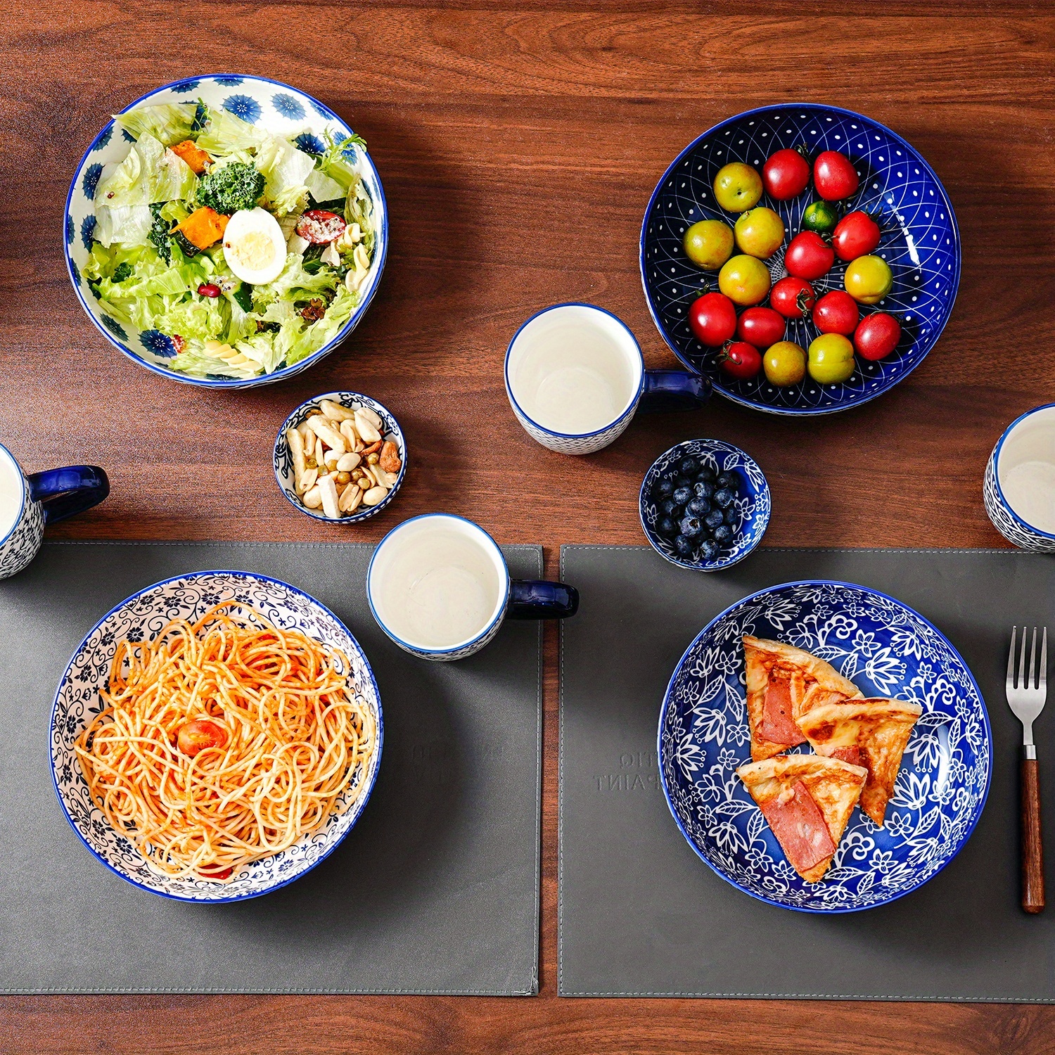 TEMU 4pcs, Ceramic Large Pasta Bowls, 45 Oz Salad Bowls 8 Inch Wide Serving Bowls For Soup Dessert Noodle Dinner Fruit Bowls, Microwave Dishwasher