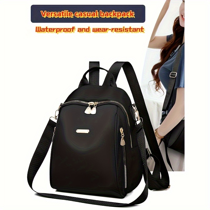 

Chic Black Backpack For Women - Lightweight, Spacious Travel Daypack With Polyester & Zip Closure