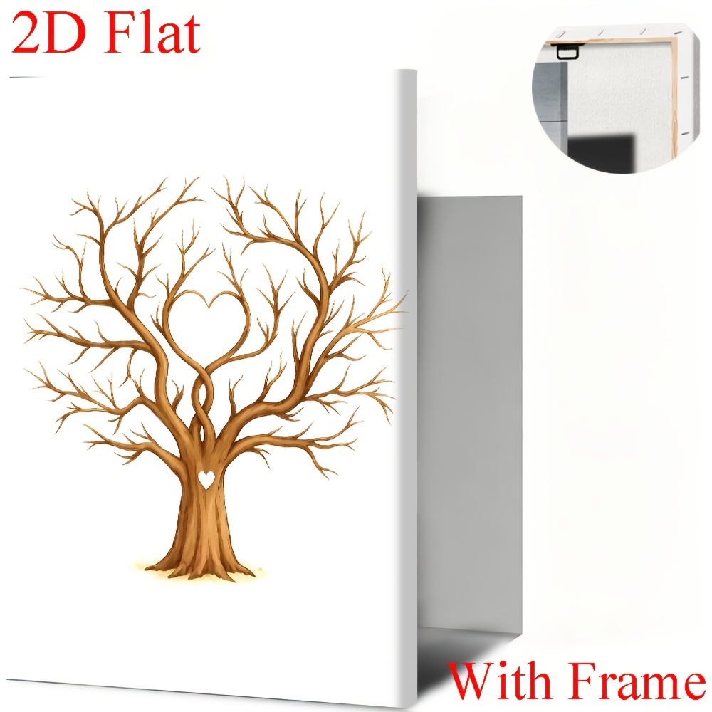 TEMU Arbre d' digitales plat 2D, 2D plat, 2D, toile d' des invités de mariage, cadeau personnalisé pour couples mariés