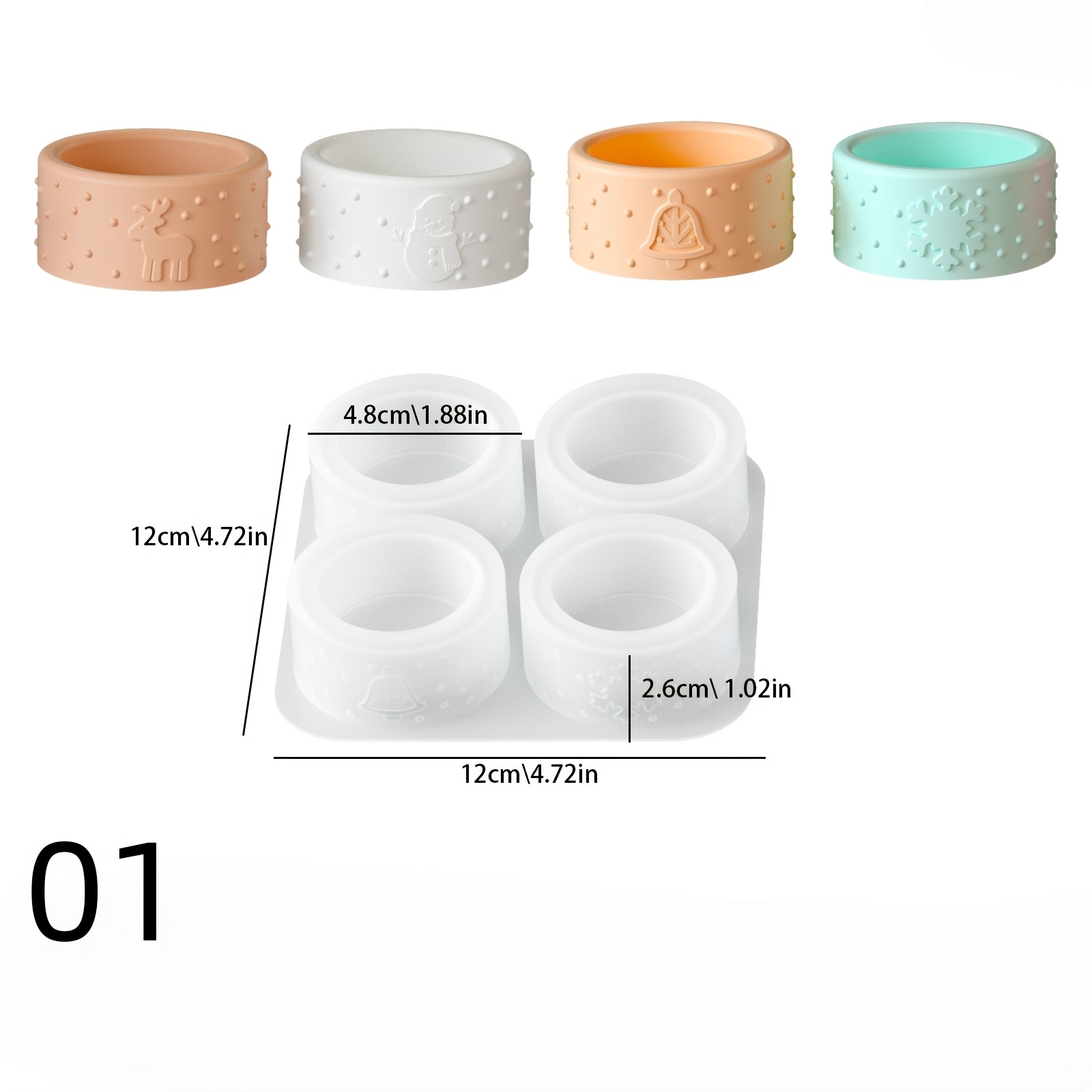 TEMU Silike Lufei Reusable Diy Resin Silicone Mold Suitable For Gypsum/plaster/candle Making, Christmas Relief Four-cavity Round Mold With 2 Styles