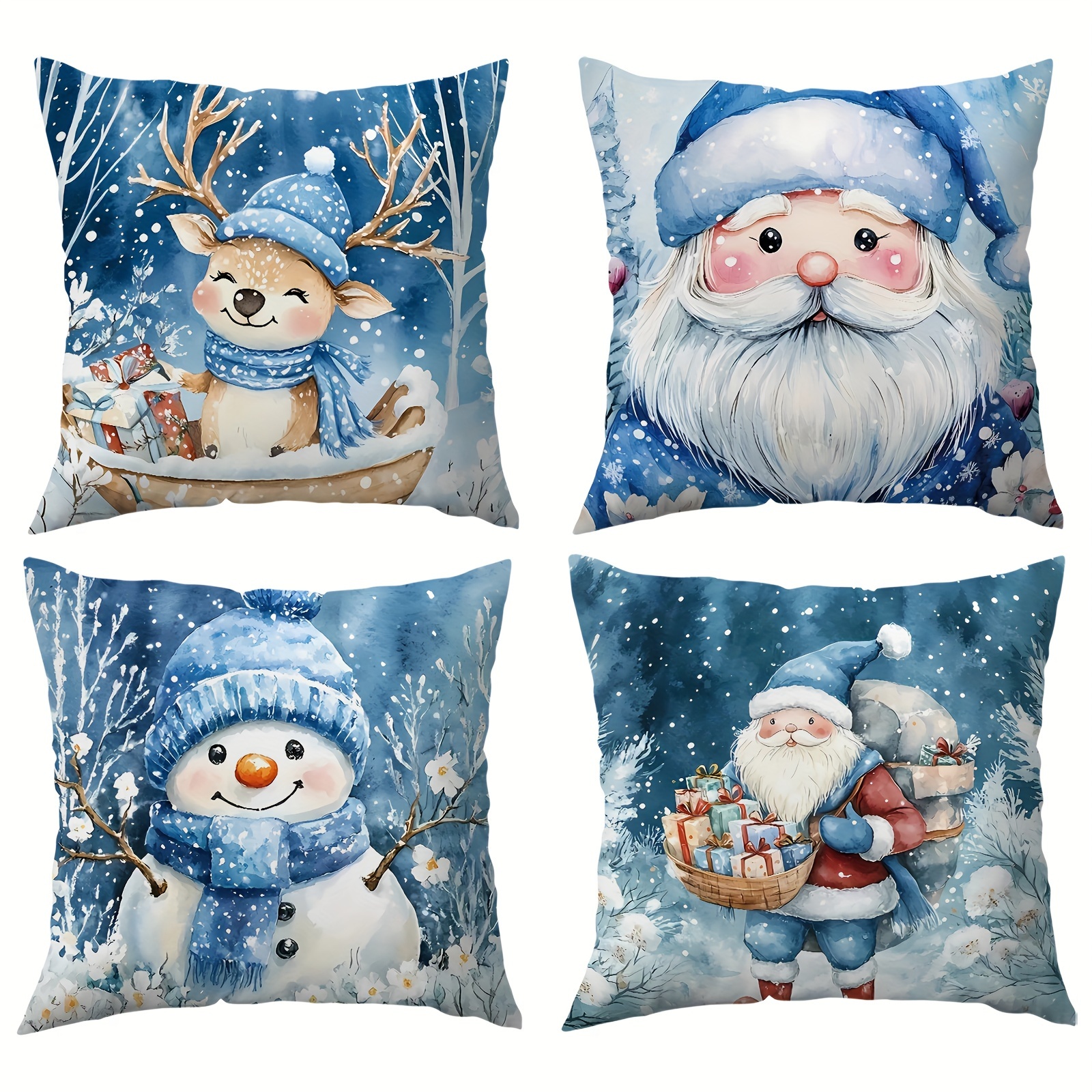 

4pcs , & Snowman - , Zip , Washable, For Any Decor (inserts Not Included)