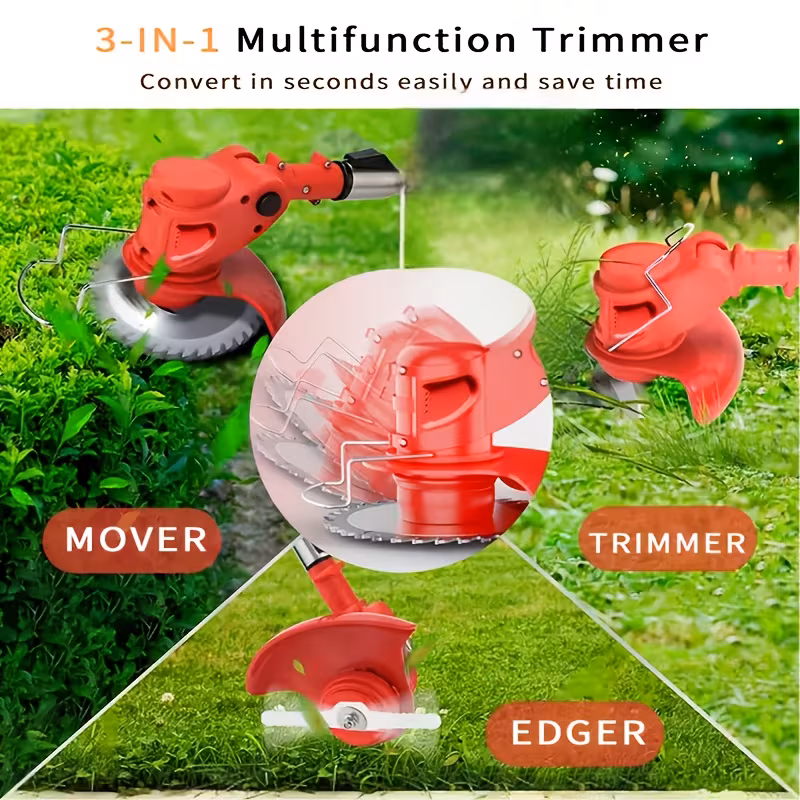 portable home cordless electric lawnmower garden weeder wireless mower features 3 blade types and two high capacity lithium ion batteries powerful performance for lawns gardens and yards tool discount mens gift christmas Product details 6