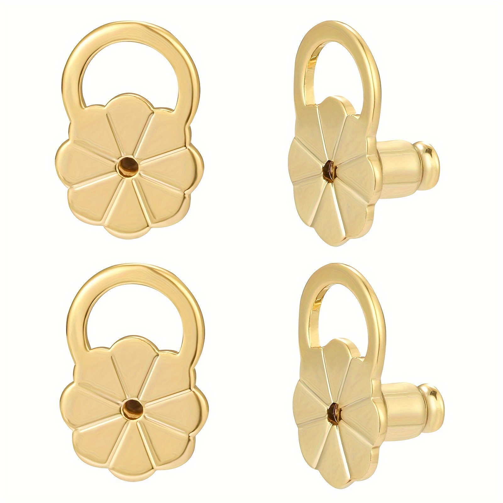 

4pcs Kmeosch Flower-shaped Earring Backs In Copper - Locking Lifter Replacements For Heavy Earrings, Ideal For Ears & , Flat Back Earrings