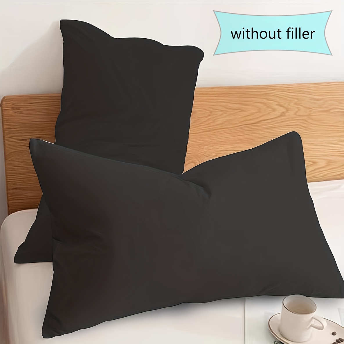 

2pcs Black Solid Color 90g Brushed Pillowcases, Without Filling, Modern Fabric Pillowcases, Suitable For Home Use, All Seasons