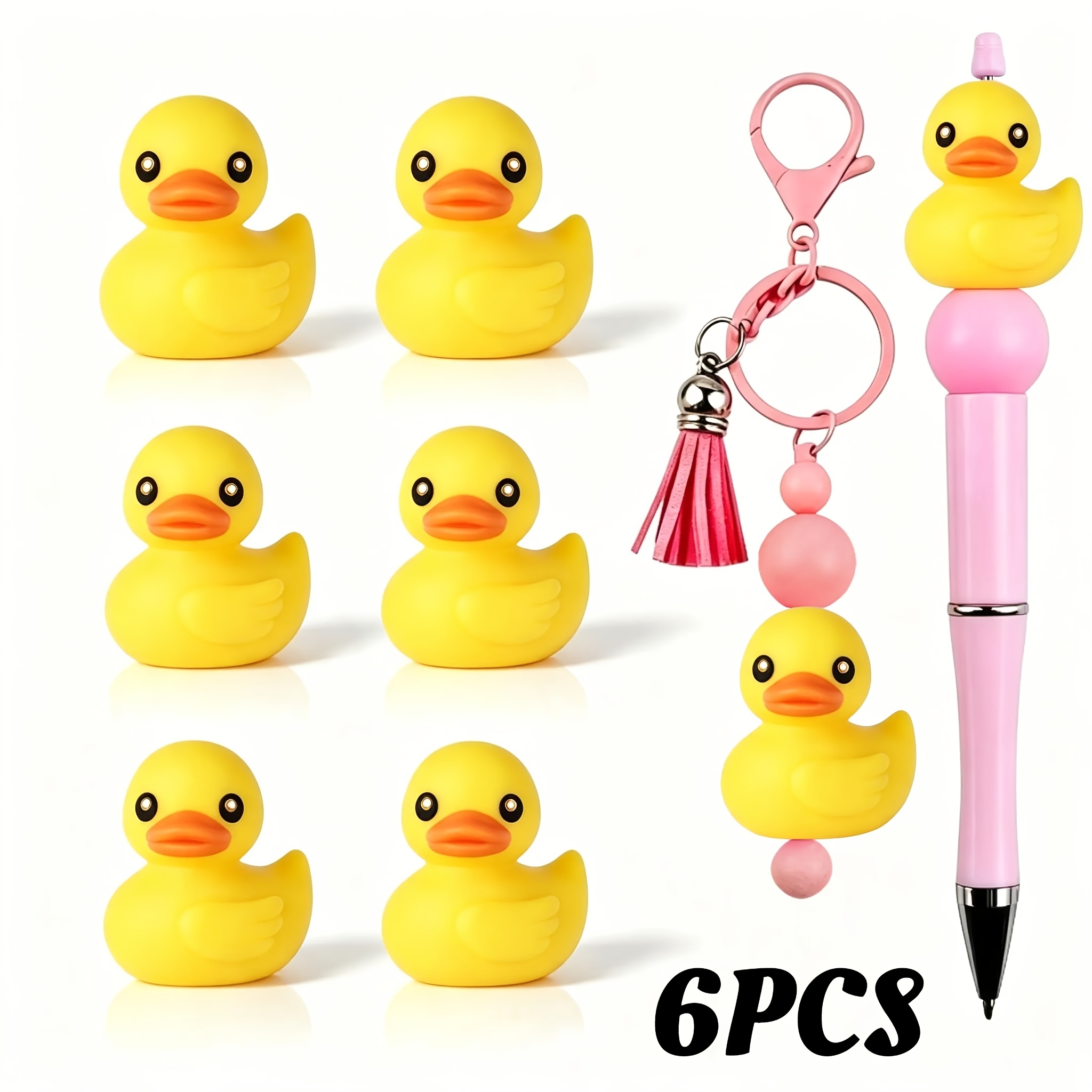TEMU Lot de 6 perles en de canard - Perles focales canard 3D avec protège-aiguilles et entretoises, adapté pour le bricolage, la fabrication, , les ,