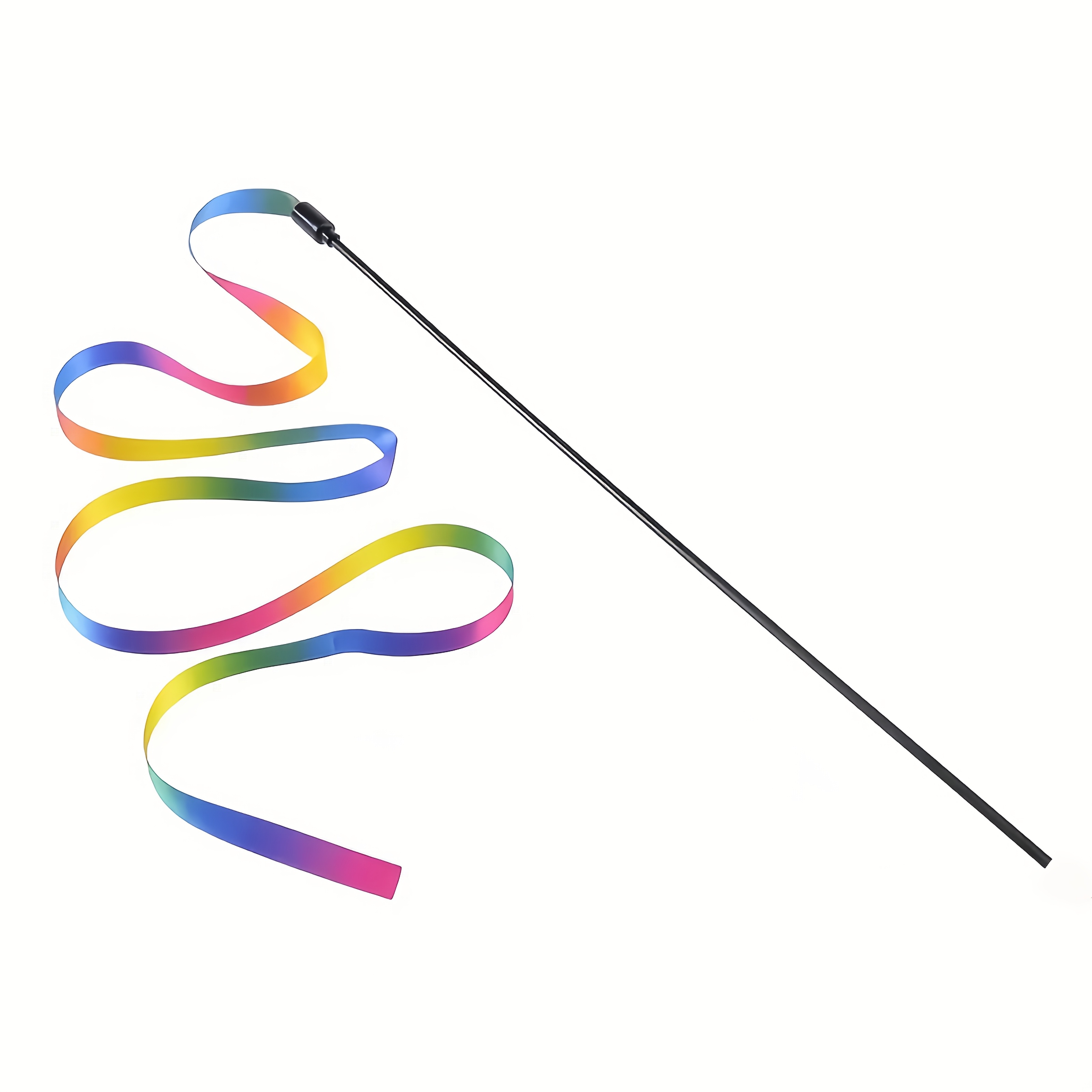 1pc Colorful Interactive Cat Teaser Wand With Flexible Ribbon - , Stimulation, And Exercise For Cats - Playtime And Bonding, No Batteries Needed, Plastic Material, Large Size Recommended