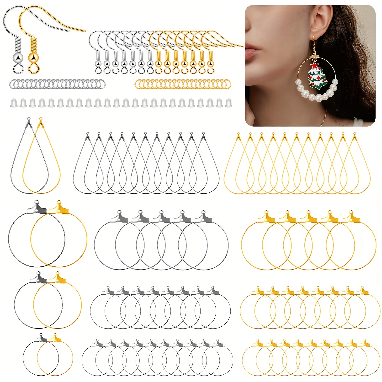 kit de 580 piezas para hacer aretes con aros para abalorios, ganchos para aretes, anillas y cierres - suministros completos para manualidades de joyería diy, envoltura de alambre, pulseras y aretes colgantes - para creadores de joyería y   diy 580pcs