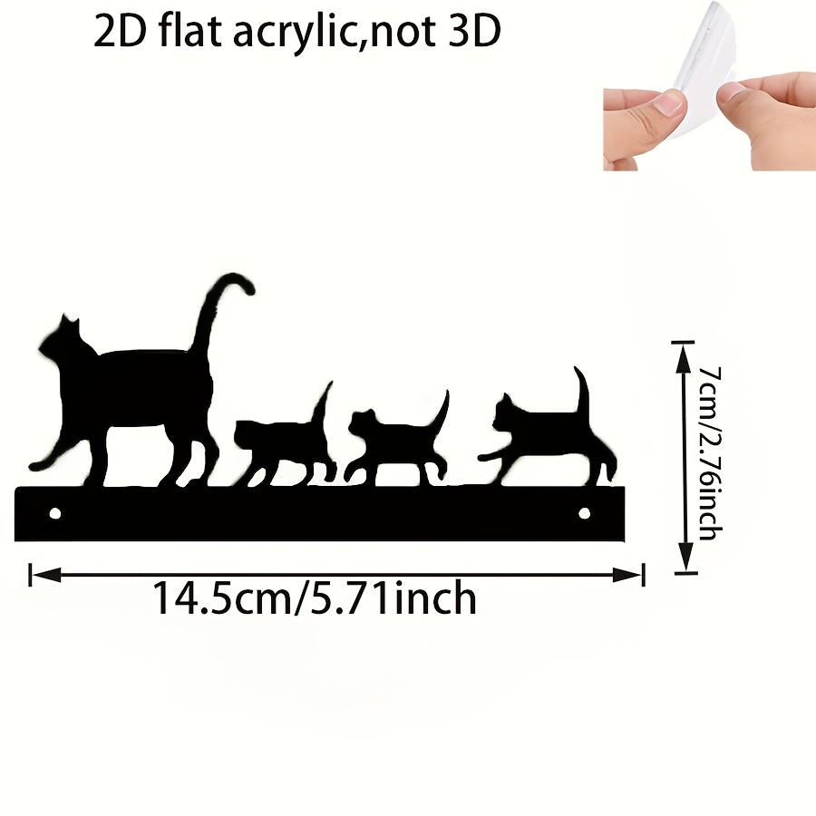 [2d Flat] Acrylic Cat Family Hanging Ornament - Elegant Walking Mother Cat And Kittens, Outdoor Garden Fence, Balcony Decor - No Electricity Needed, Gift For Cat Lovers