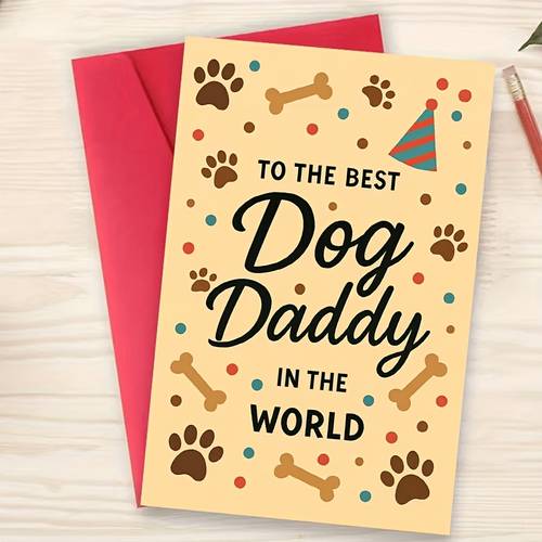 card for the best dog dad for dog owners and dog lovers for birthdays or special occasions your dad with a fun paw print and bone envelope card
