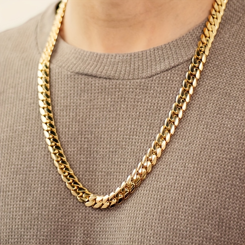 TEMU Un nouveau collier doré pour hommes, idéal comme cadeau pour la fête des pères et comme cadeau hip-hop