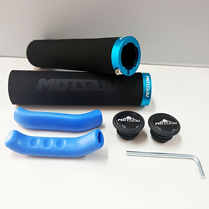 TEMU Bicycle Grips Anti Slip Soft Sponge Shockproof Handle And Bicycle Brake Handle Protective Cover Combo Set